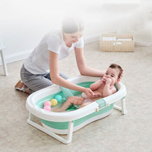 Load image into Gallery viewer, Folding Baby Bath Tub Portable Baby Shower Tubs With Non-slip Cushion Eco-friendly Newborn Bathtub Safe Adjustable Kids Bathtub