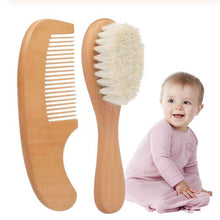 Load image into Gallery viewer, 2020 Natural Wool New Baby Wooden Brush Saft Comb Newborn Hair Brush Infant Head Massager
